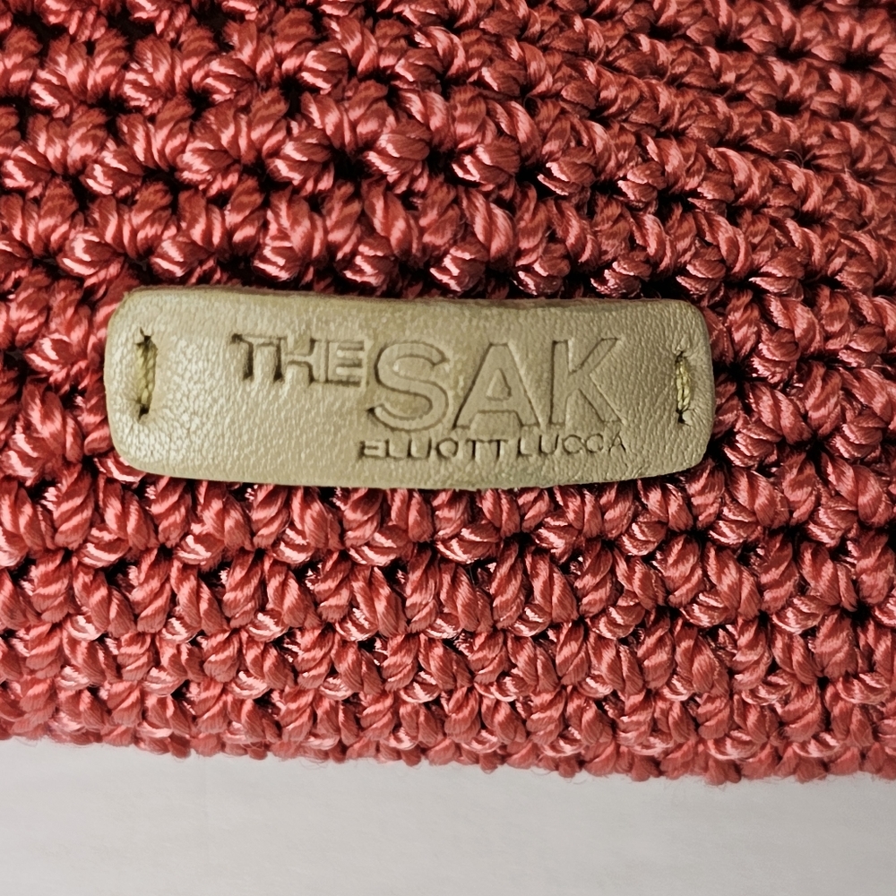 The Sak Shoulder Bag Peach and Cream Crotched Woven Zip Top Beachy Boho - Picture 10 of 10